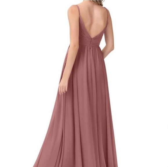 NWT Azazie Serena Chiffon Bridesmaid Dress Desert Rose Size C (10/12) Pockets - Picture 4 of 16